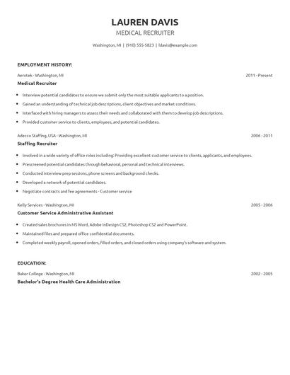 Medical Recruiter Resume