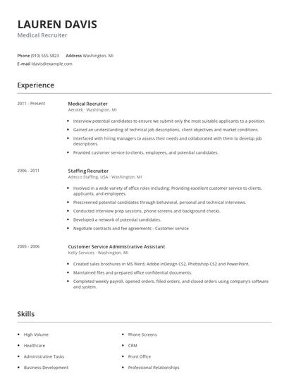 Medical Recruiter Resume