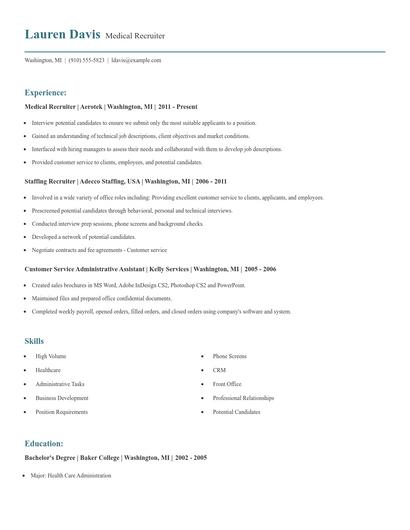 Medical Recruiter Resume