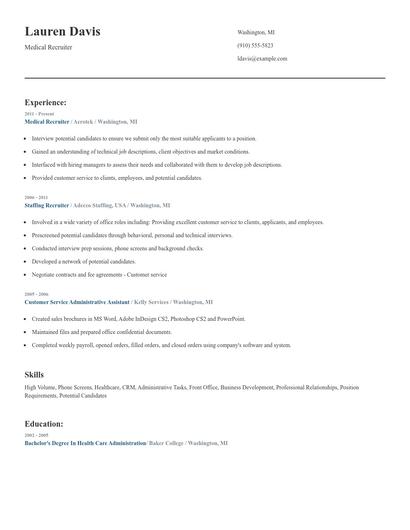 Medical Recruiter Resume
