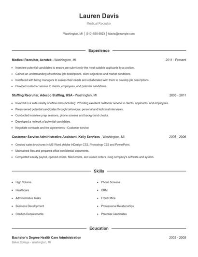 Medical Recruiter Resume