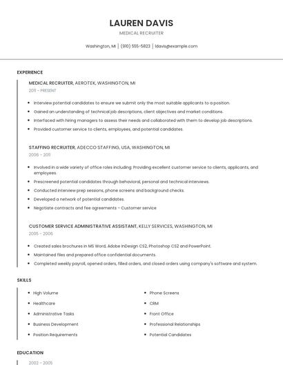 Medical Recruiter Resume