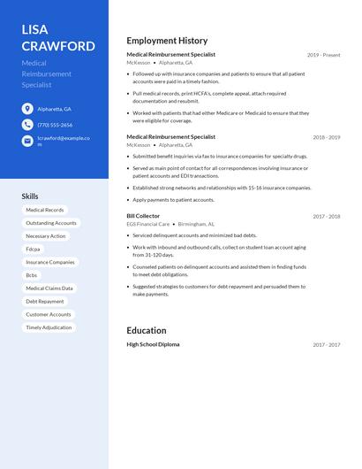 Medical Reimbursement Specialist Resume