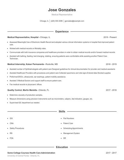 Resume example 1