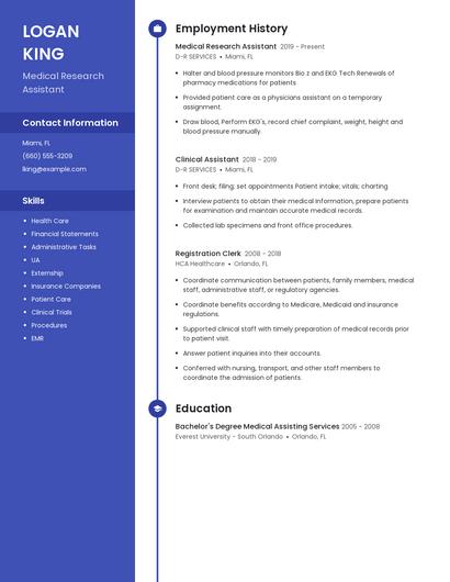 Medical Research Assistant Resume