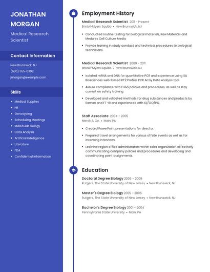 Medical Research Scientist Resume