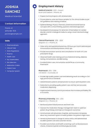 Medical Scientist Resume