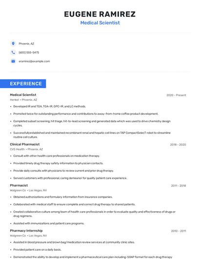 Medical Scientist Resume