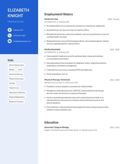 Medical Scribe Resume