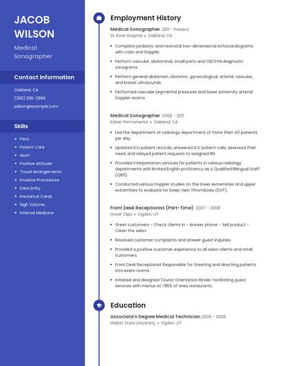Medical Sonographer Resume