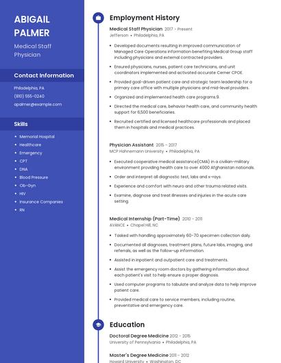 Medical Staff Physician Resume