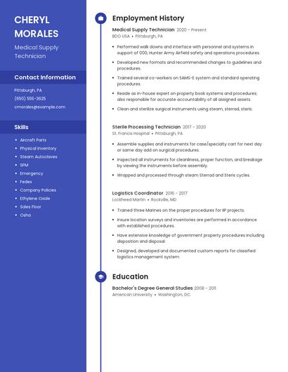 Medical Supply Technician Resume