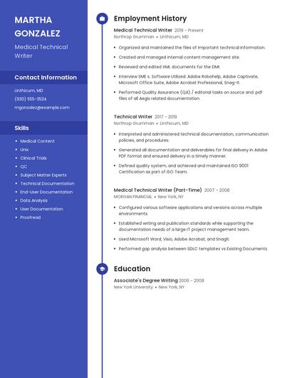 Medical Technical Writer Resume