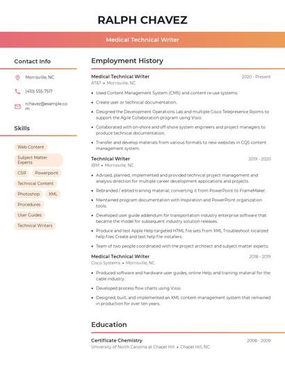 Medical Technical Writer Resume