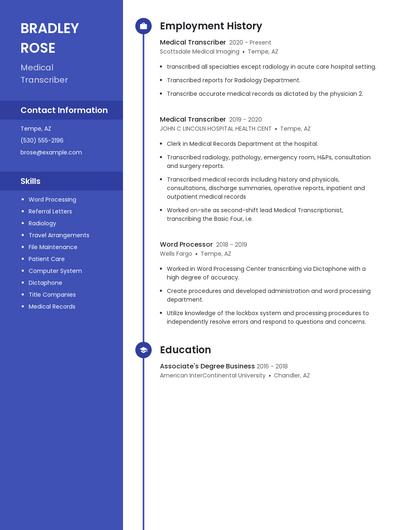 Medical Transcriber Resume