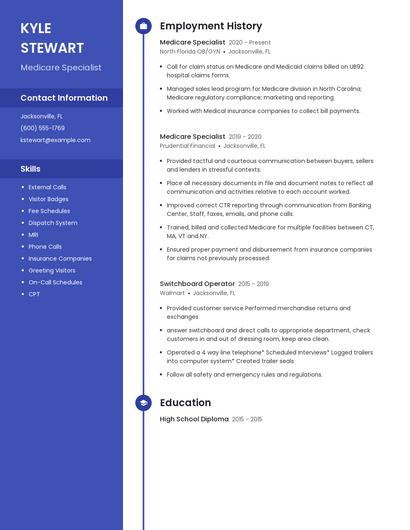 Medicare Specialist Resume
