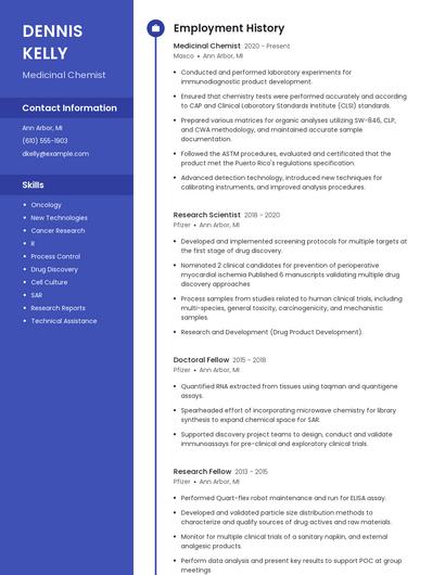 Medicinal Chemist Resume
