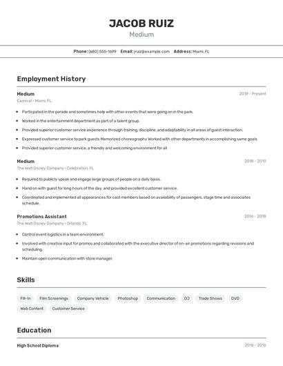Medium Resume