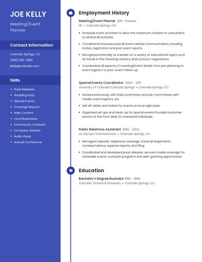 Meeting/Event Planner Resume