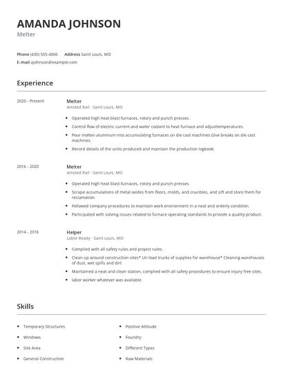 Melter Resume