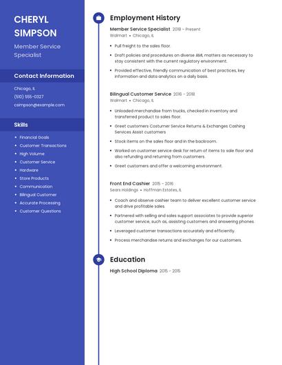 Member Service Specialist Resume