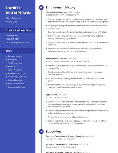 Membership Assistant Resume