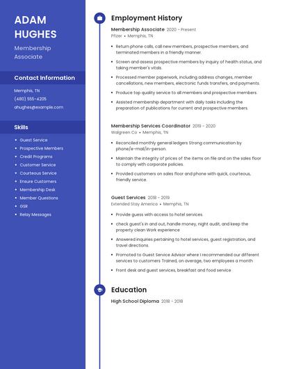 Membership Associate Resume