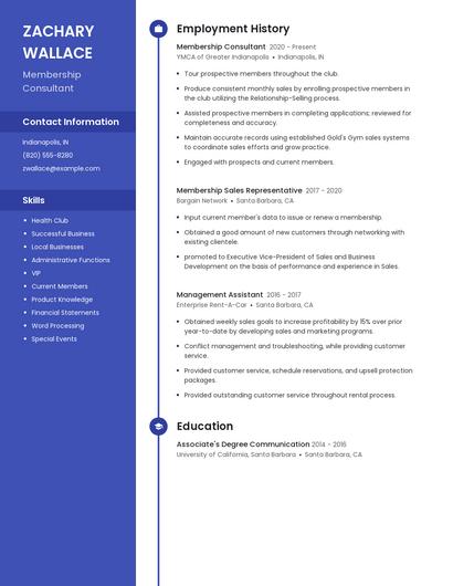 Membership Consultant Resume