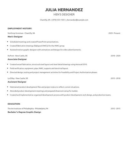 Men's Designer Resume