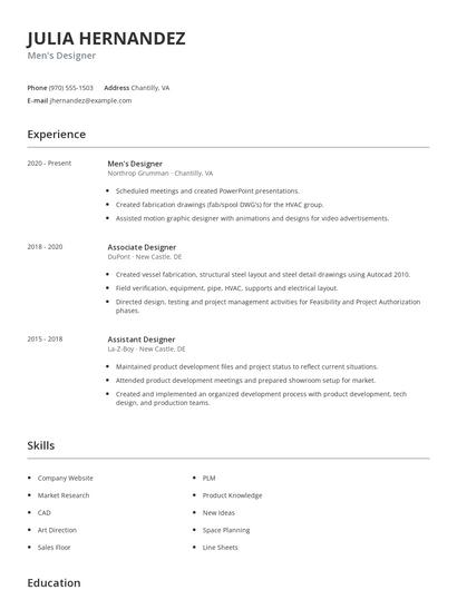 Men's Designer Resume