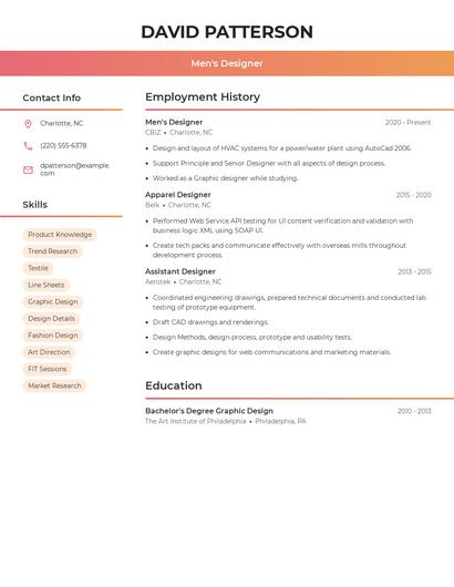 Men's Designer Resume