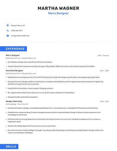 Men's Designer Resume