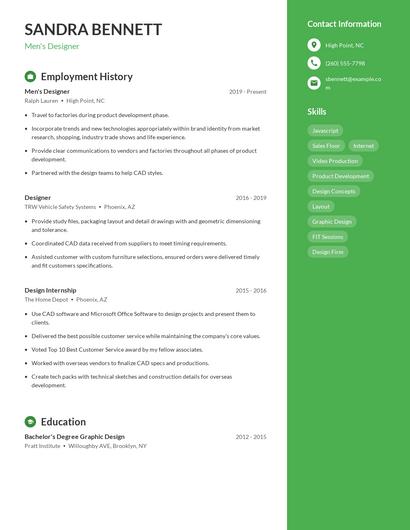 Men's Designer Resume