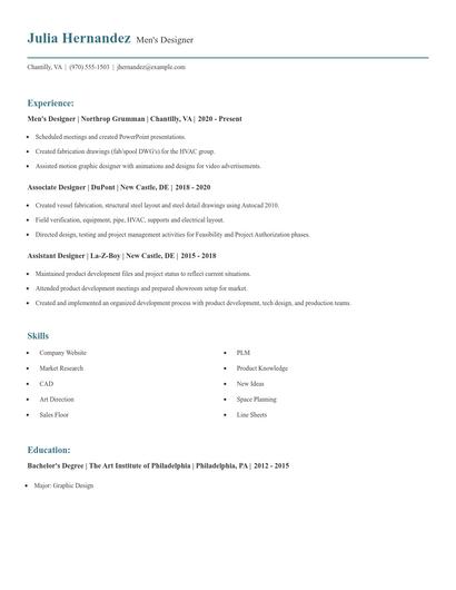 Men's Designer Resume