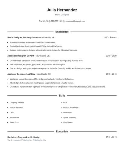 Men's Designer Resume