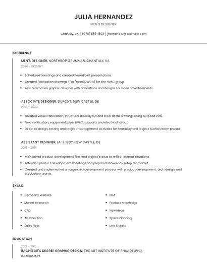 Men's Designer Resume