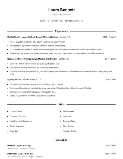 Resume example 1