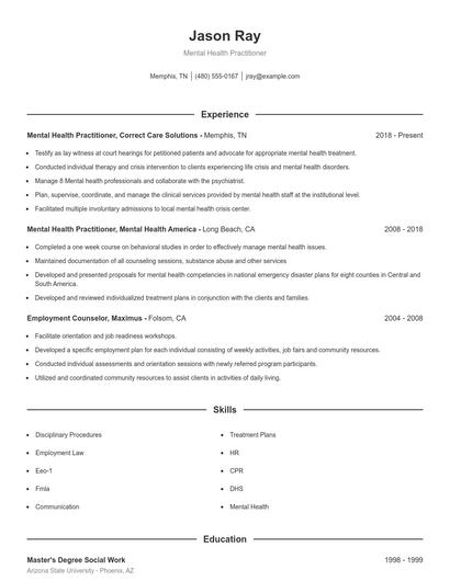 Resume example 1
