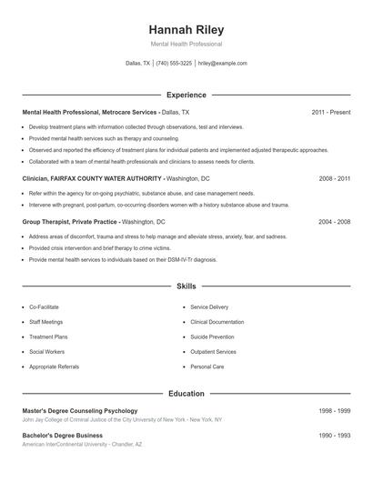 Resume example 1