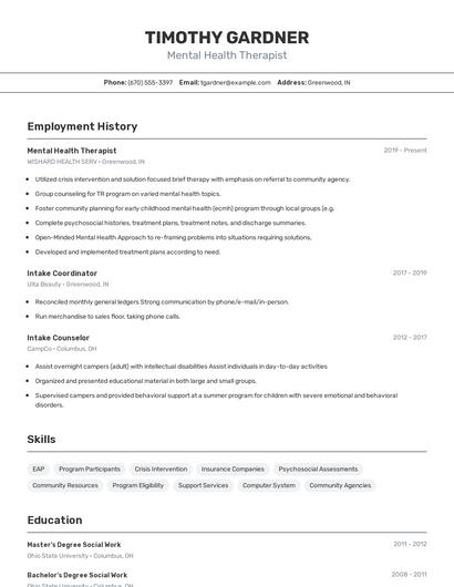 Resume example 2