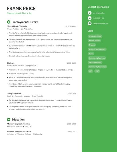 Resume example 5
