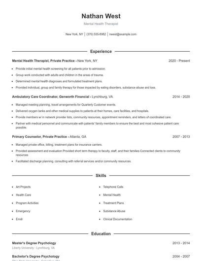 Resume example 1