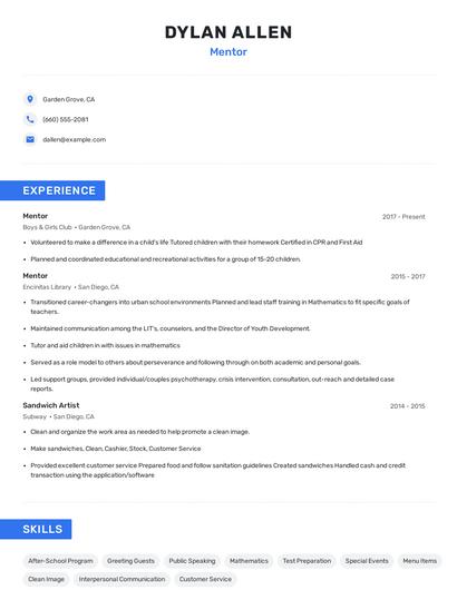 Mentor Resume