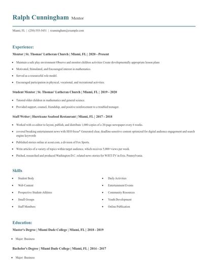 Mentor Resume