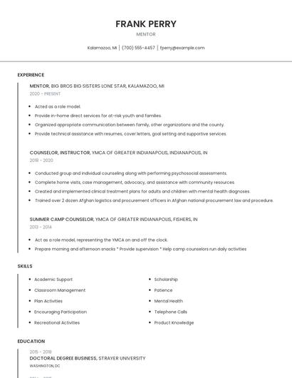 Mentor Resume