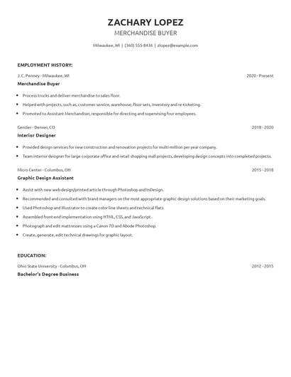 Merchandise Buyer Resume