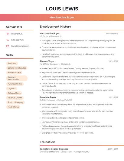Merchandise Buyer Resume
