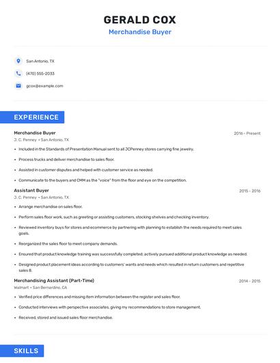 Merchandise Buyer Resume