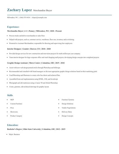 Merchandise Buyer Resume