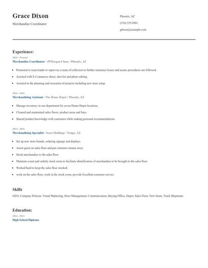 Merchandise Coordinator Resume